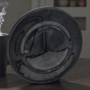 Vintage Black Amethyst Glass Dinner Plate 10.5” Heavy Glossy Black Glass